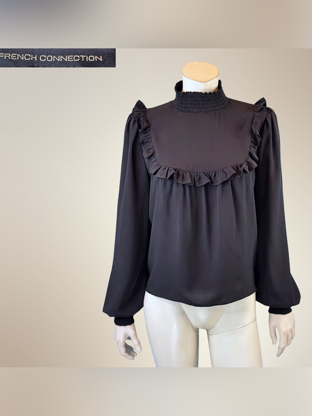 FRENCH CONNECTION Ruffled Yoke Gothic Victorian Blouse | M